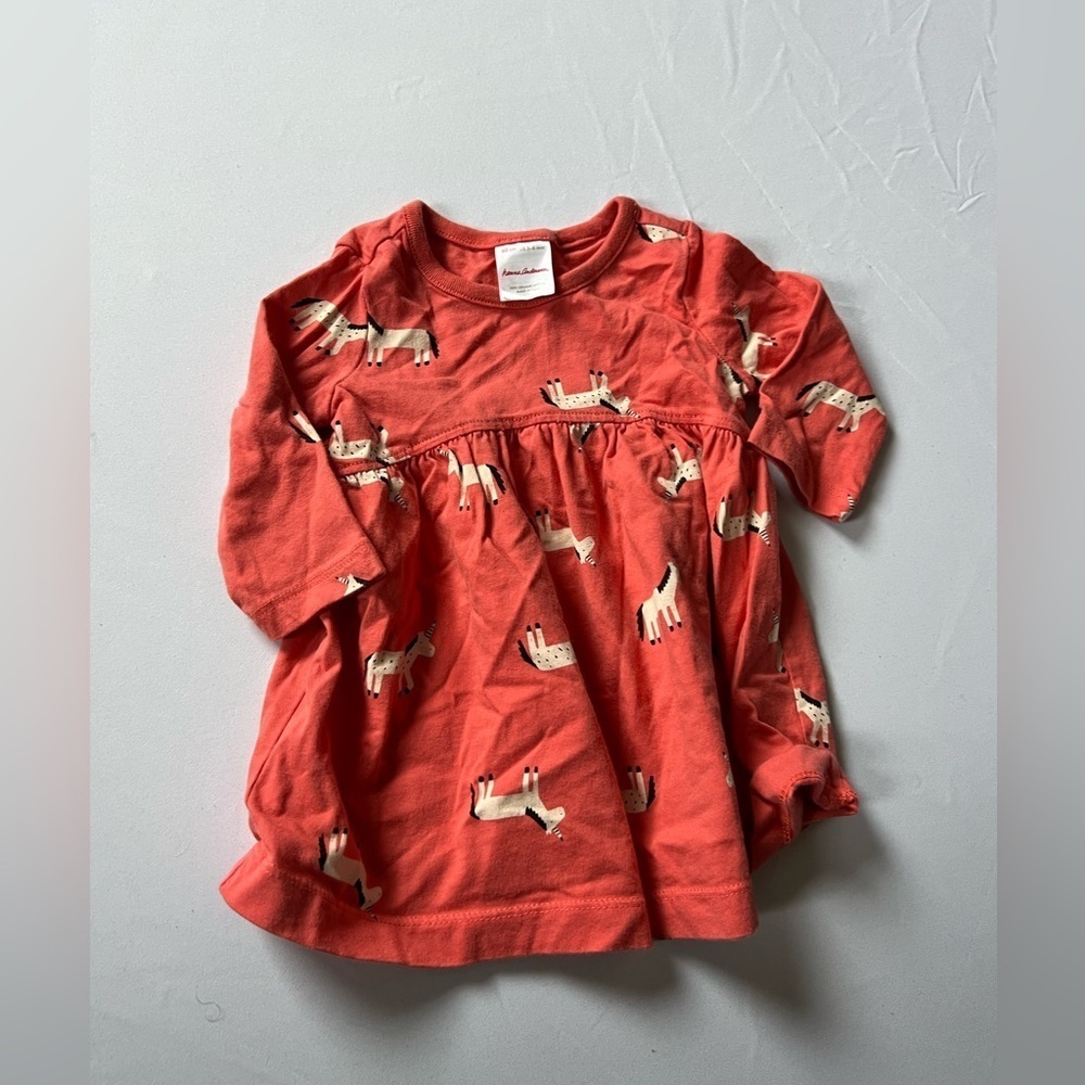 Hanna‎ Andersson pink long sleeve infant unicorn print dresss